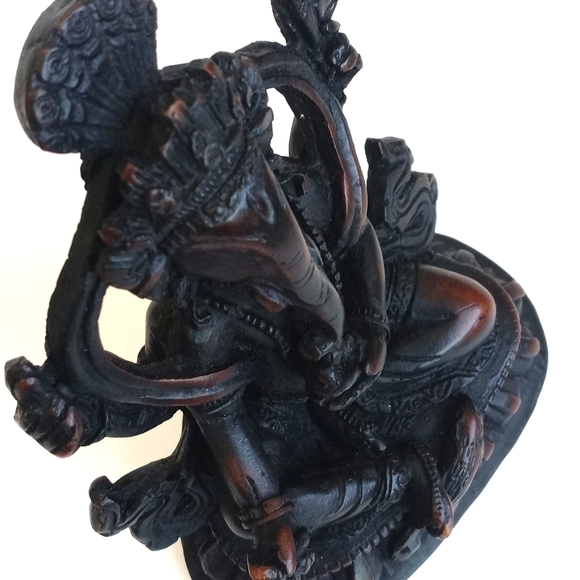 Antique Ganesh in Sitting Position Statue Figurine (Resin) 5 1/2” Tall - Picture 4 of 14